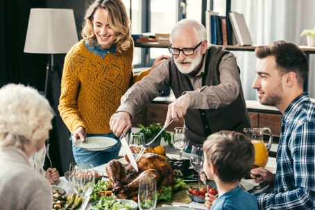 A family enjoying a holiday dinner.